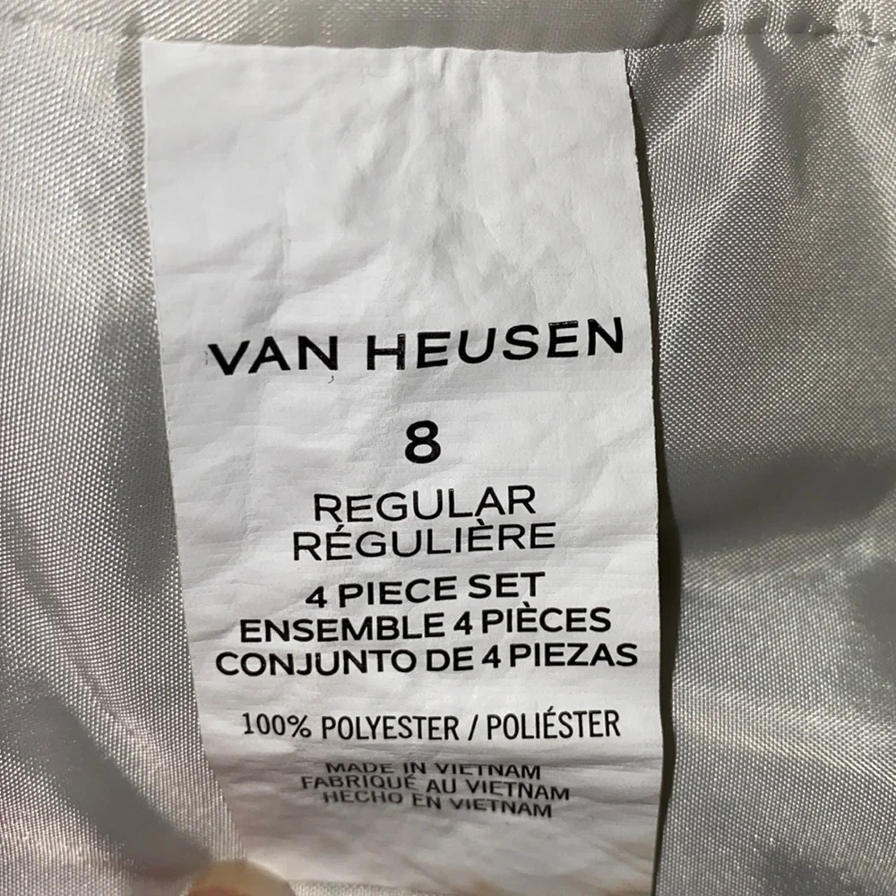 VAN HEUSEN 3 piece suit set vest pull on pants  long sleeve button down size 7-8